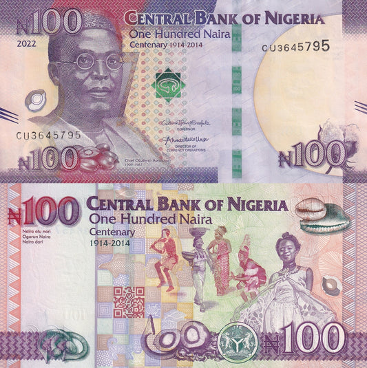 Nigeria 100 Naira 2022 P 41 Commemorative UNC