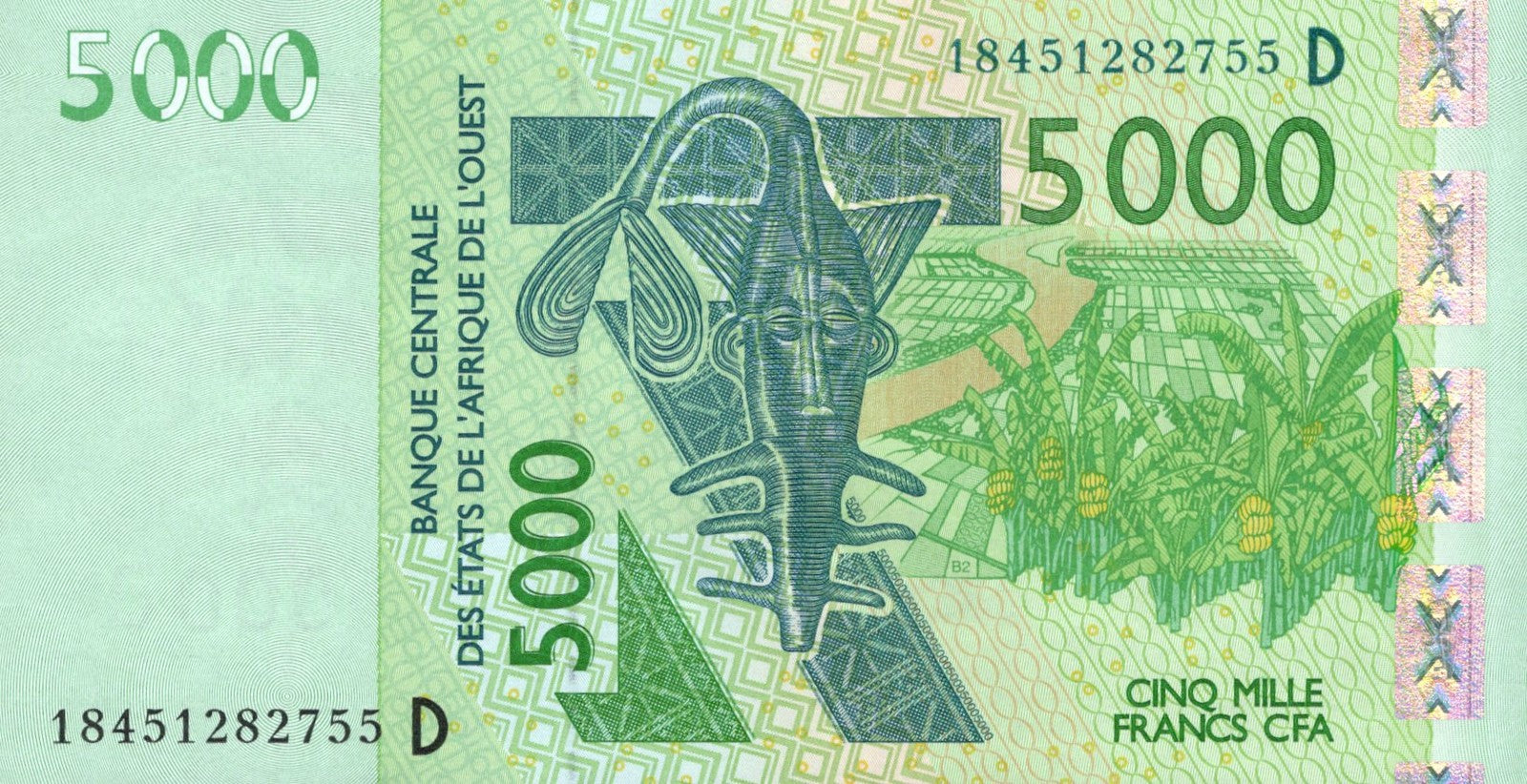 West African States 5000 Francs 2018 P 417D UNC