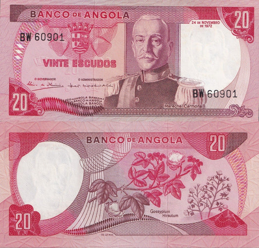 Angola 20 Escudos 1972 P 99 UNC