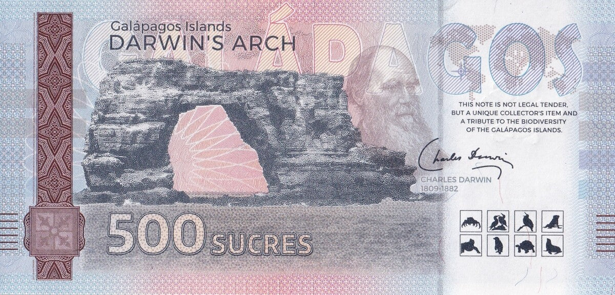 Galapagos Souvenir Note 500 Sucres Galapagos Penguin UNC Test Note