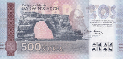 Galapagos Souvenir Note 500 Sucres Galapagos Penguin UNC Test Note