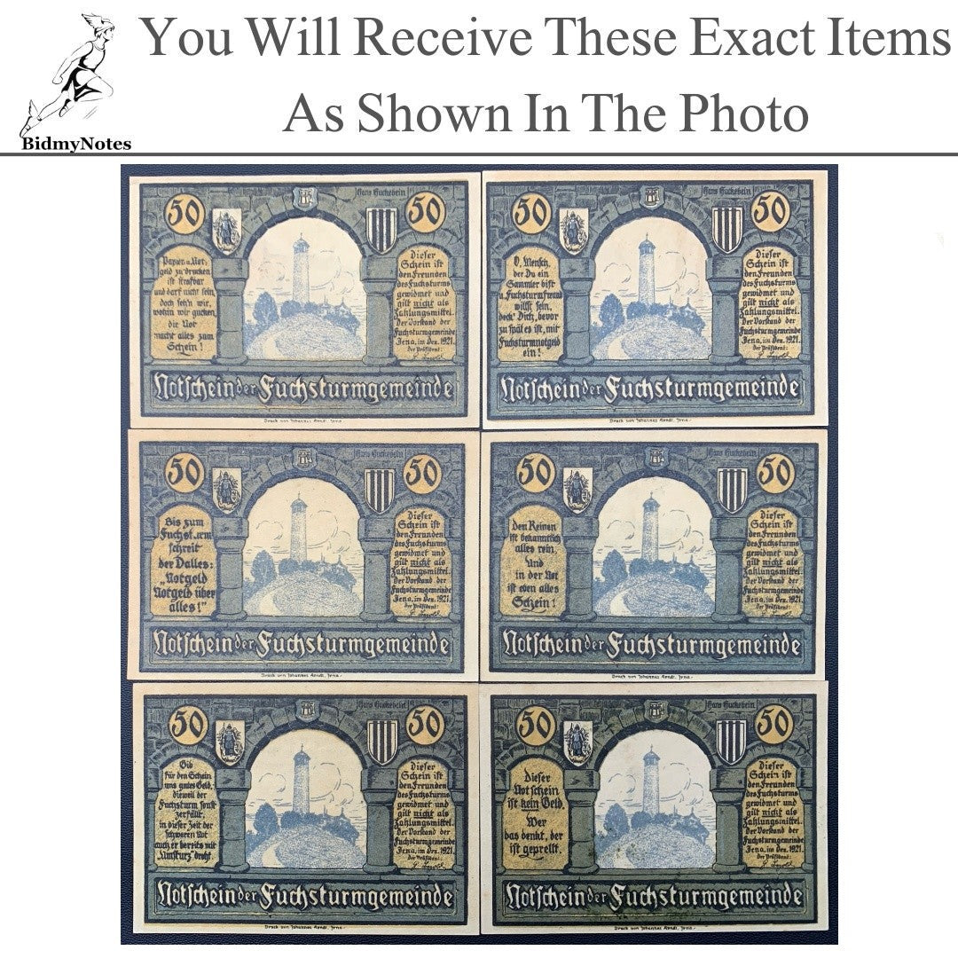 Germany Notgeld ZIEGENHAIN 50 Pfennig 1921 Set 6 pcs