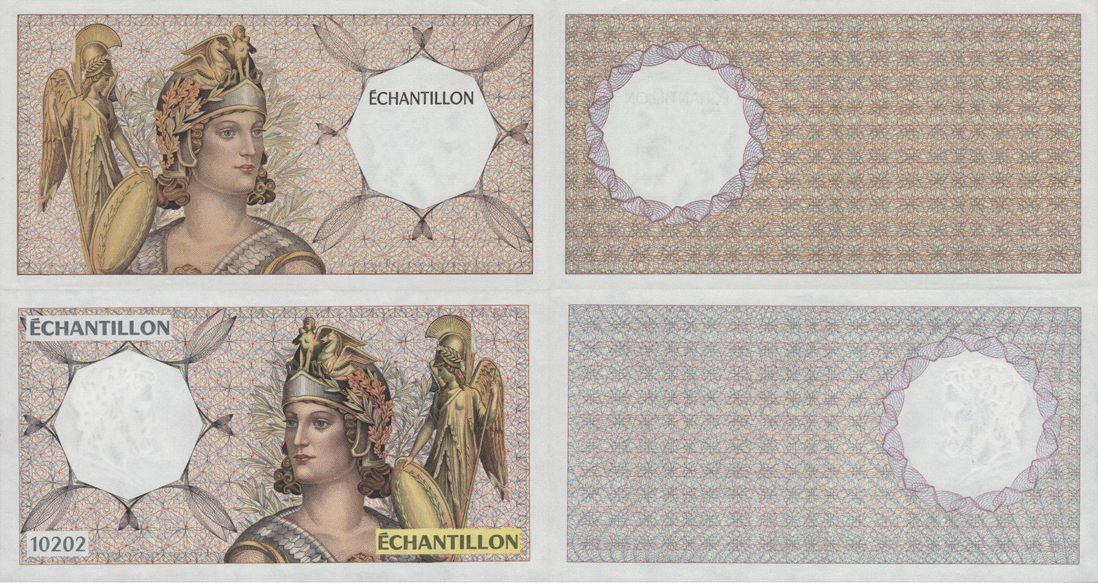 Banque du France FRA Test Note Jupiter UNC W/Out S/N With S/N 10202 Set 2 pcs