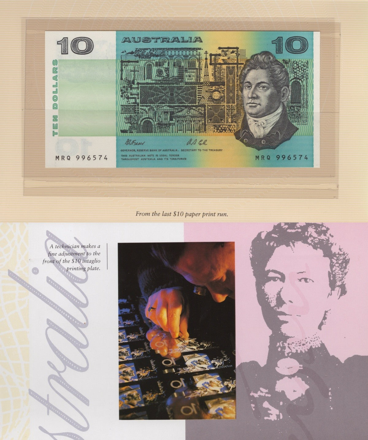 Australia 10 Dollars 1991-1993 P 45g 52a Paper Polymer UNC Set 2 pcs With Folder
