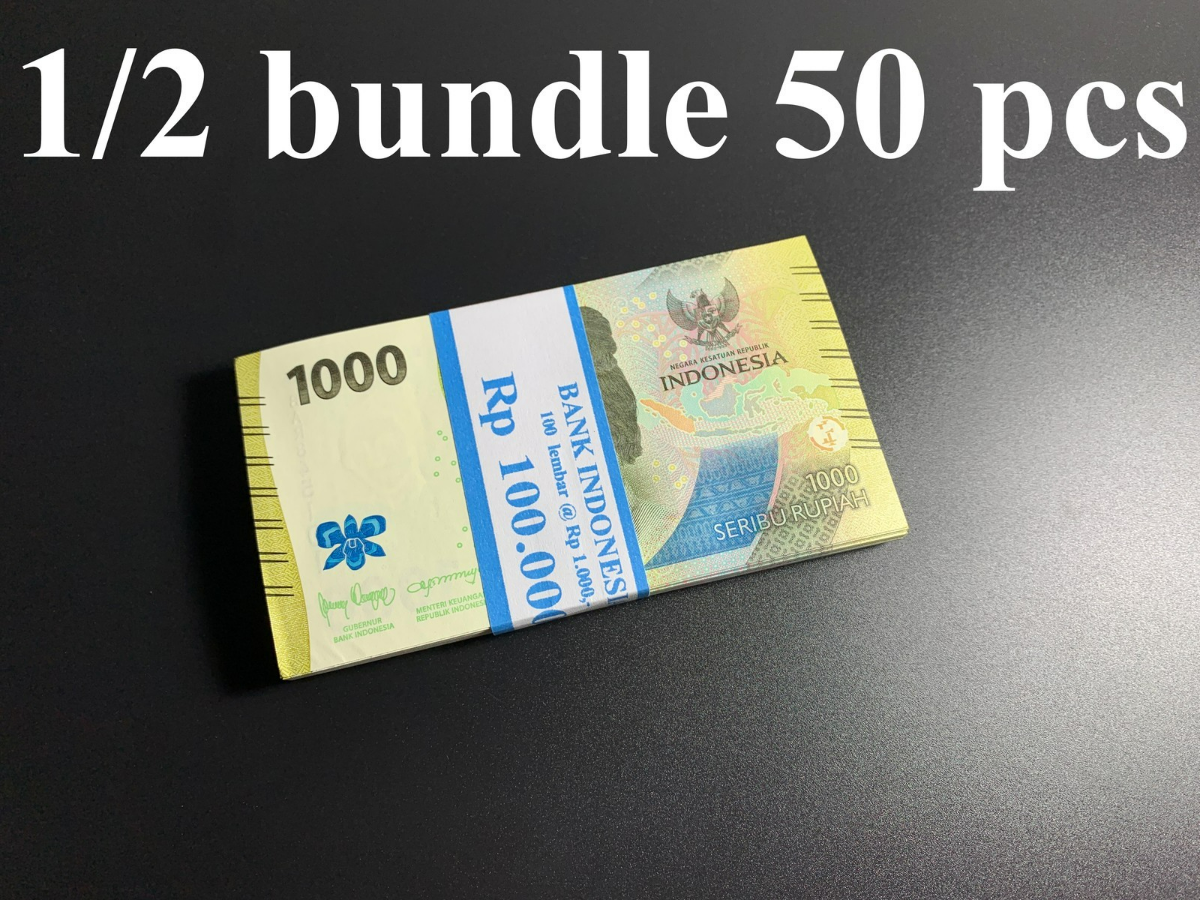Indonesia 1000 Rupiah 2022 P 162  New design UNC 1/2 Bundle Lot 50 pcs
