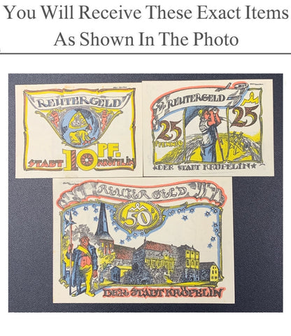 Germany Notgeld KROPELIN 10 25 50 Pfennig 1922 Full Set 3 pcs