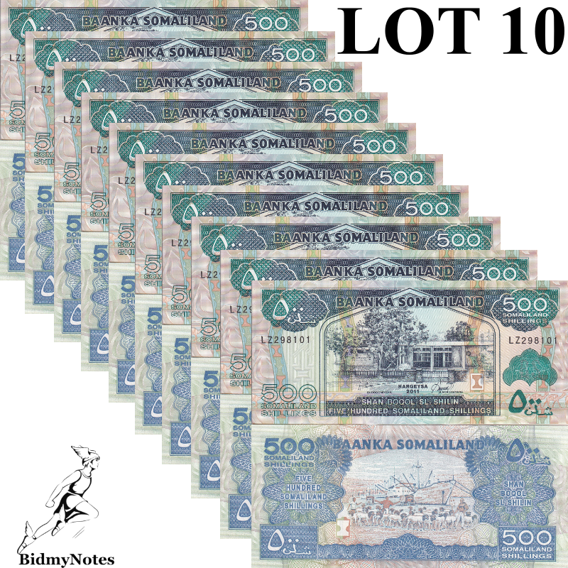 Somaliland 500 Shillings 2011 P 6h UNC 1/10 Bundle LOT 10 pcs