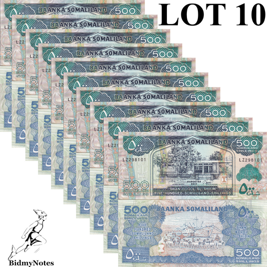 Somaliland 500 Shillings 2011 P 6h UNC 1/10 Bundle LOT 10 pcs
