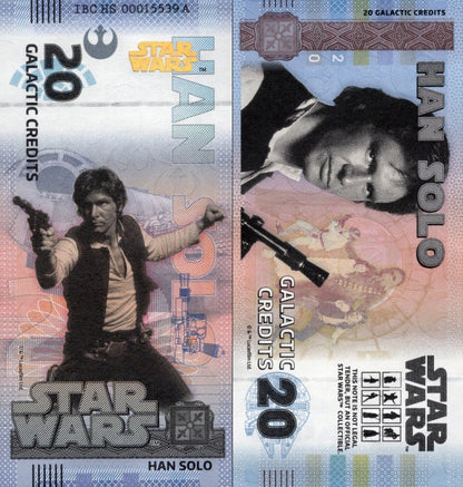Disney Official Star Wars 20 Galactic Credits 2025 Han Solo UNC With Folder