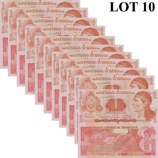 Honduras 1 Lempira 2022 P 96 UNC 1/10 Bundle Lot 10 pcs