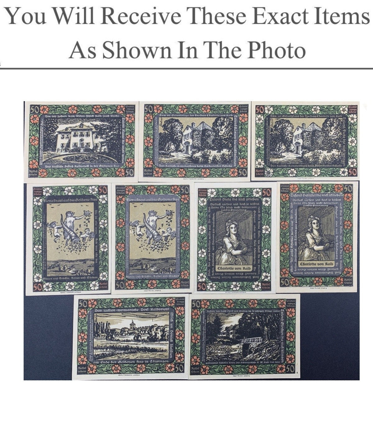 Germany Notgeld KALBSRIETH 50 Pfennig 1921 Set 9 pcs