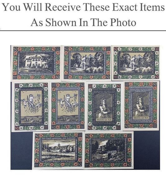 Germany Notgeld KALBSRIETH 50 Pfennig 1921 Set 9 pcs