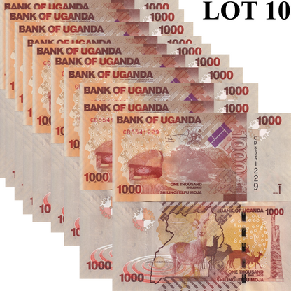 Uganda 1000 Shillings 2015 P 49d UNC 1/10 Bundle Lot 10 pcs