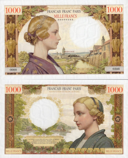 France TEST NOTE 1000 Francs COMM. Banknote Oil Painting Style UNC