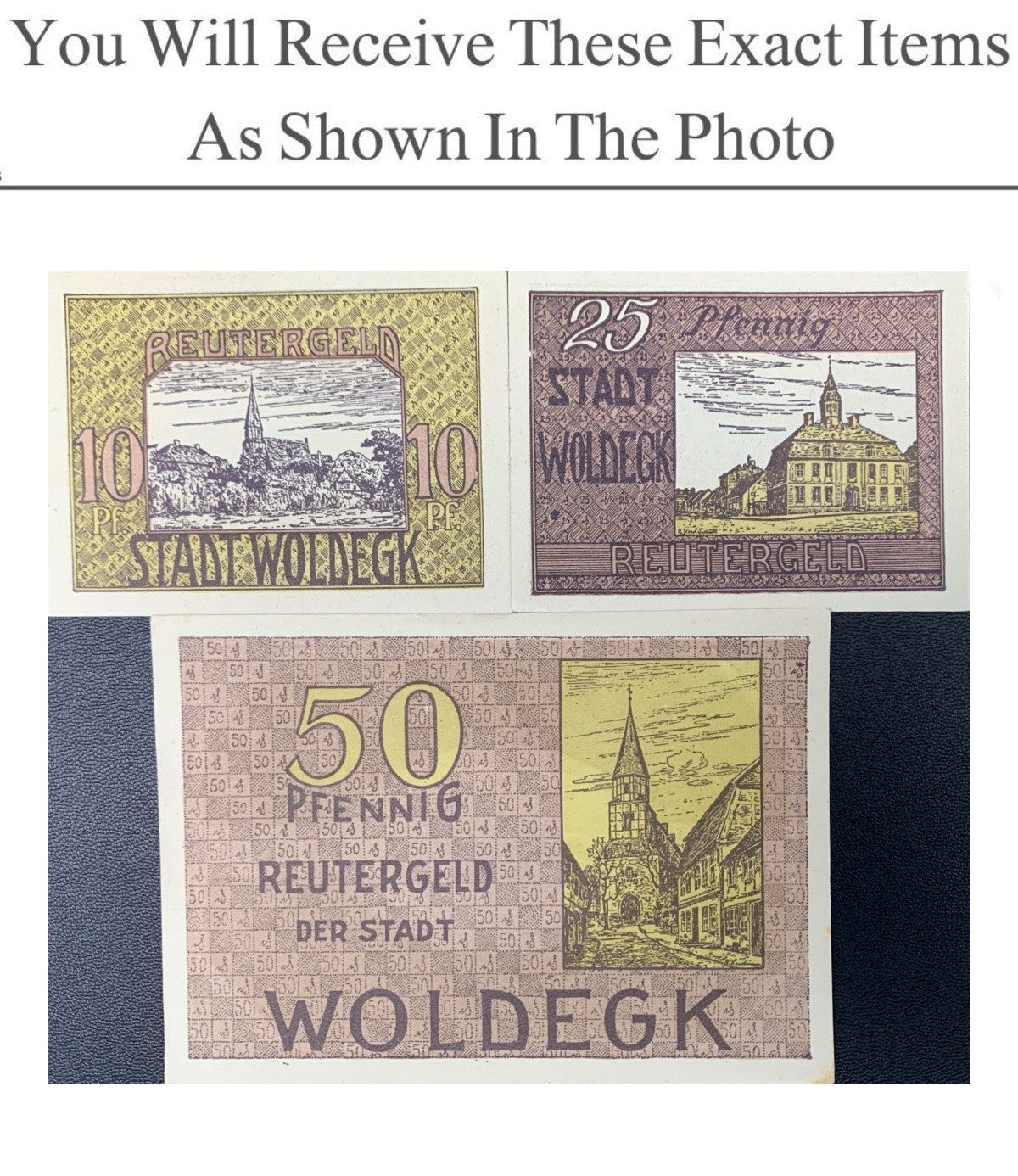 Germany Notgeld WOLDEGK 10 25 50 Pfennig 1922 Full Set 3 pcs