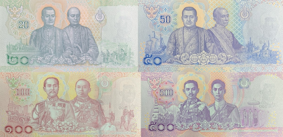 Thailand 20 50 100 500 Baht 2018 P 135a 136a 137a 138 UNC Set 4 pcs