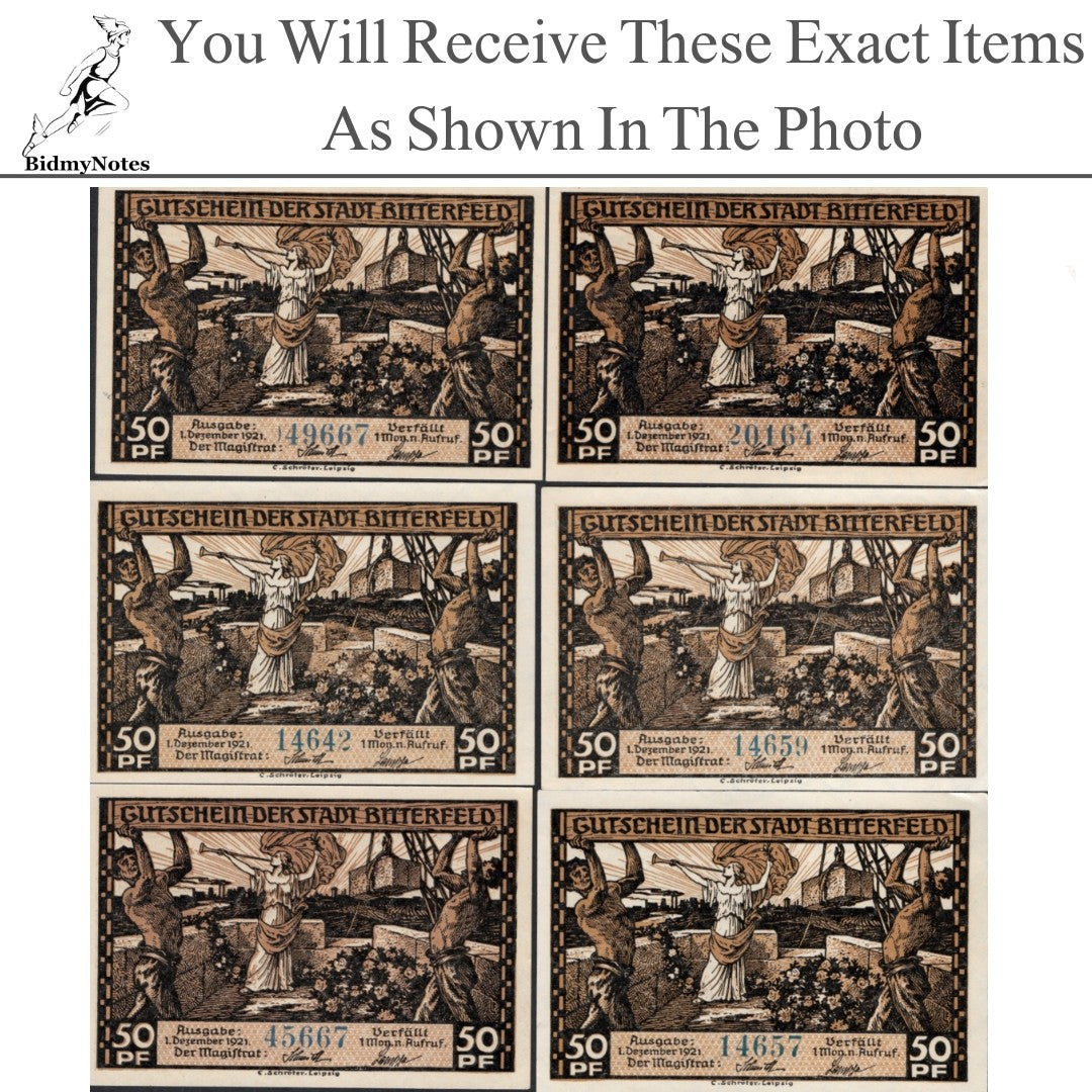Germany Notgeld BITTERFELD 50 Pfennig 1921 Set 6 pcs