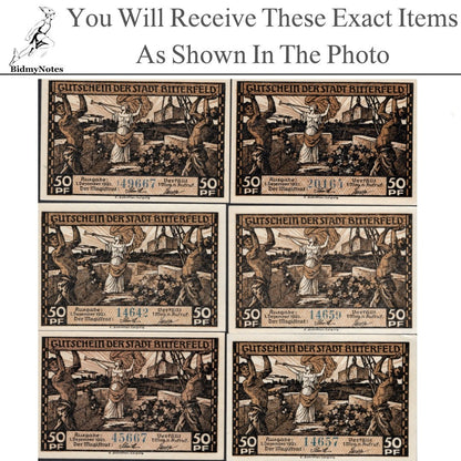 Germany Notgeld BITTERFELD 50 Pfennig 1921 Set 6 pcs