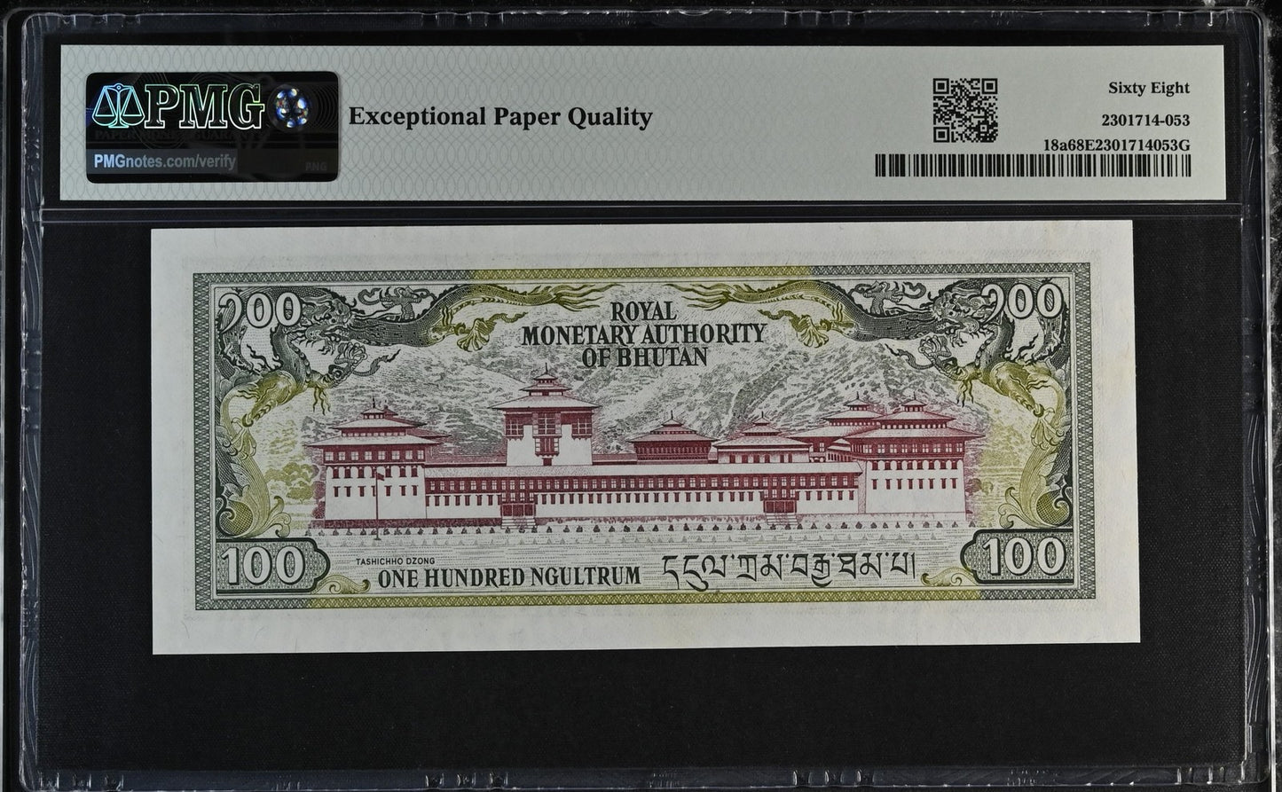 Bhutan 100 Ngultrum ND (1986) P 18a UNC PMG 68 EPQ TOP POP