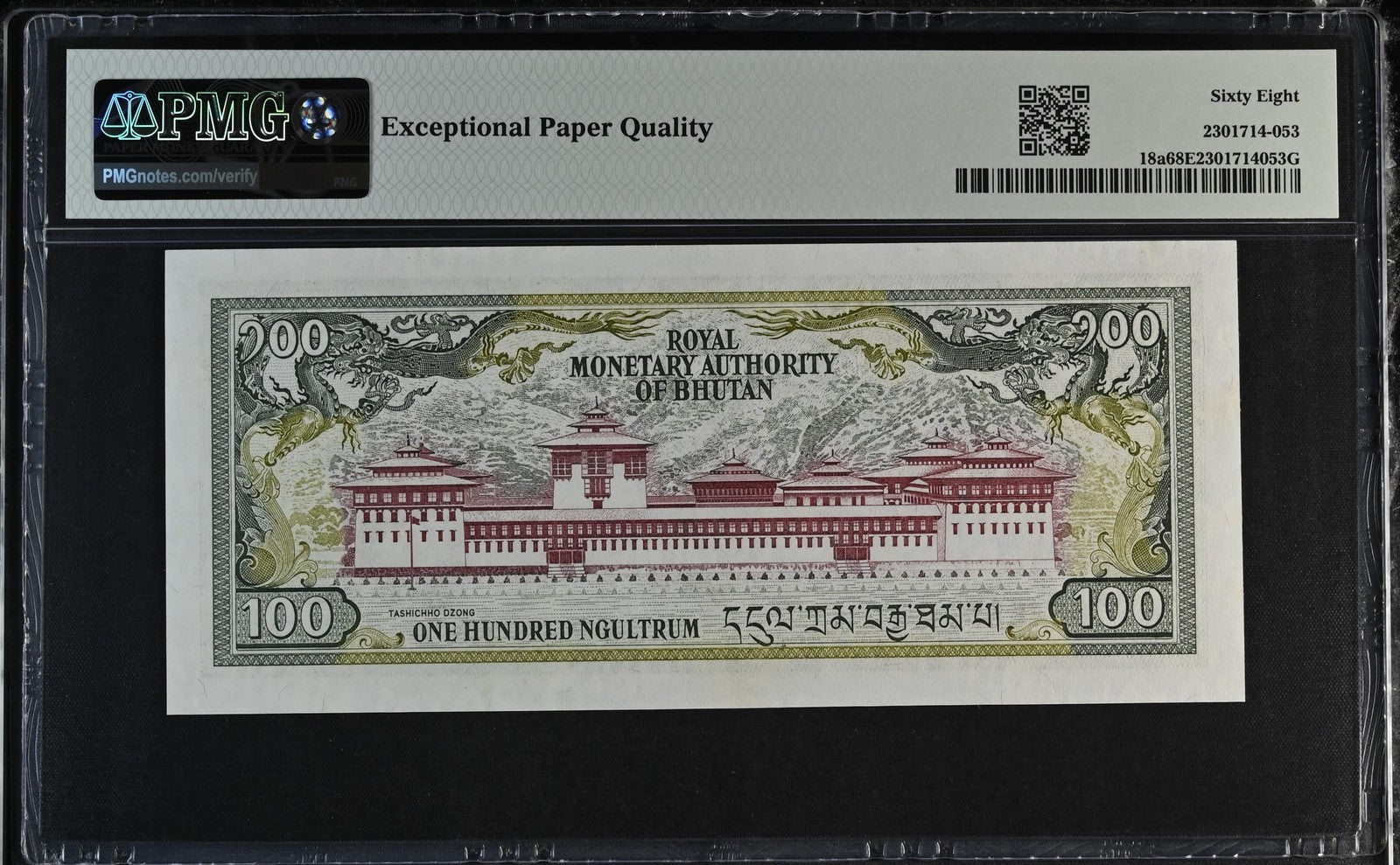 Bhutan 100 Ngultrum ND (1986) P 18a UNC PMG 68 EPQ TOP POP