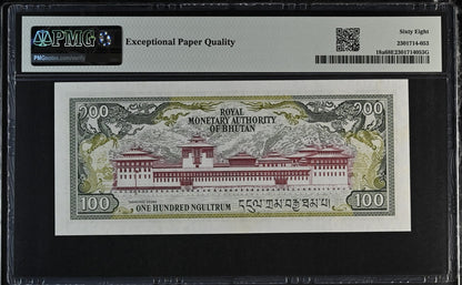 Bhutan 100 Ngultrum ND (1986) P 18a UNC PMG 68 EPQ TOP POP