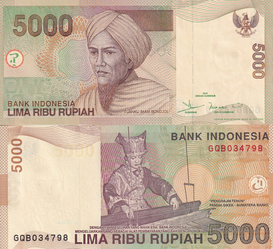 Indonesia 5000 Rupiah 2001/2003 P 142 UNC