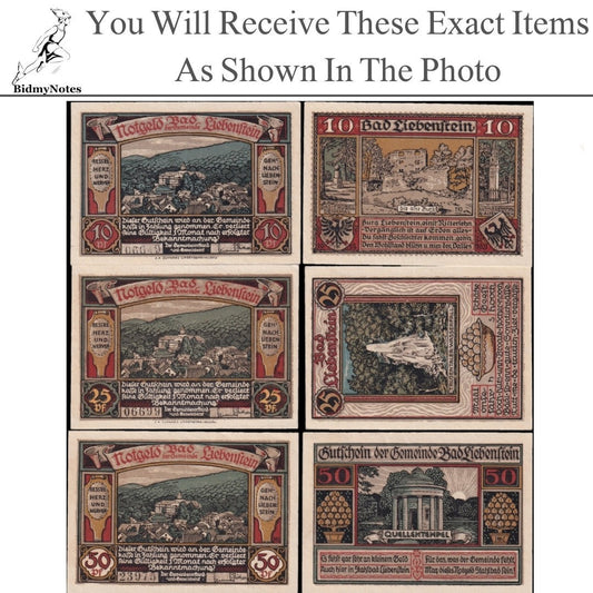 Germany Notgeld BAD LIEBENSTEIN 10 25 50 Pfennig 1921 Set 3 pcs