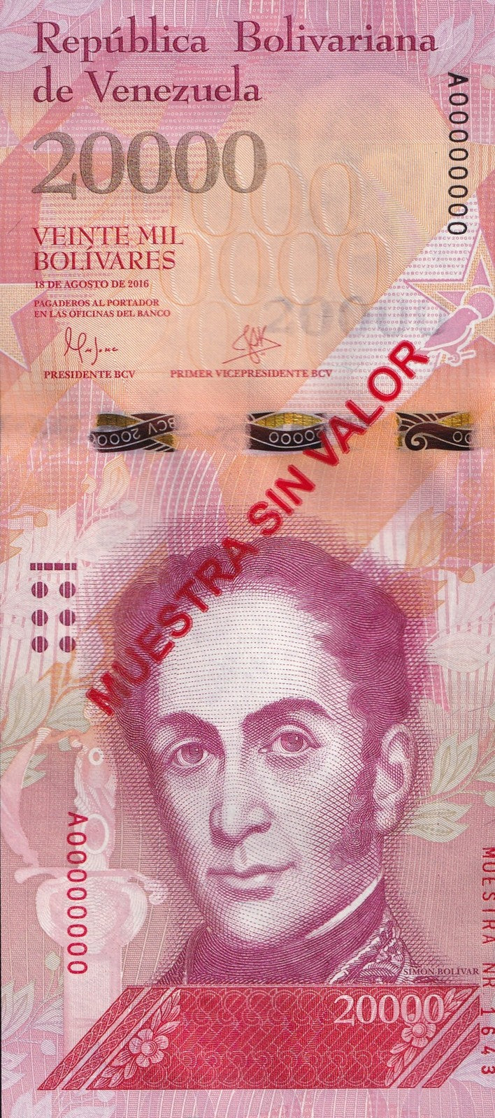 Venezuela 20000 Bolivars 2016 P 99 UNC SPECIMEN