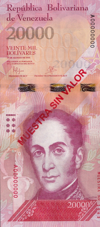 Venezuela 20000 Bolivars 2016 P 99 UNC SPECIMEN