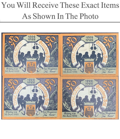 Germany Notgeld GRUNBERG 50 Pfenning 1922 Set 4 pcs