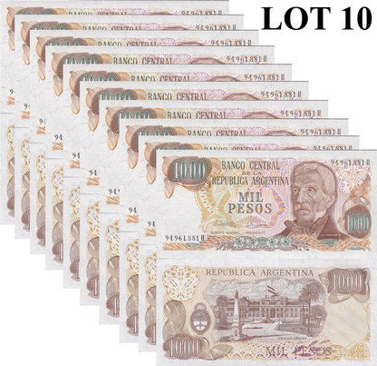 Argentina 1000 Pesos ND 1976-1983 P 304 UNC 1/10 Bundle Lot 10 pcs