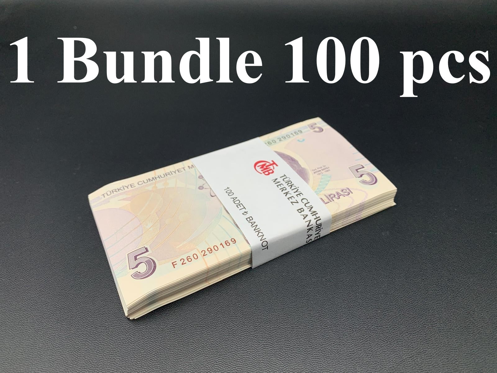 Turkey 5 Turk Lirasi 2009/2022 P 222 UNC 1 Bundle Lot 100 pcs F Prefix