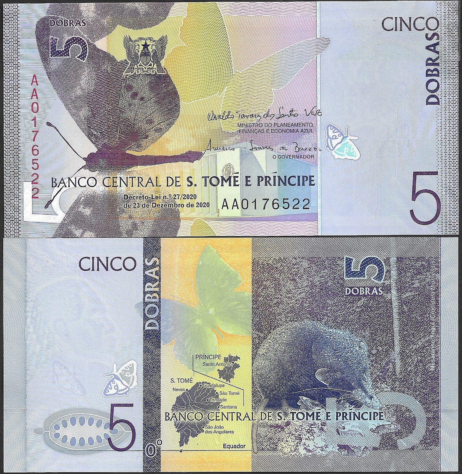 Saint Thomas & Prince Sao Tome E Principe 5 Dobras 2020-2023 P 76 UNC