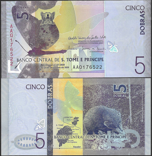 Saint Thomas & Prince Sao Tome E Principe 5 Dobras 2020-2023 P 76 UNC