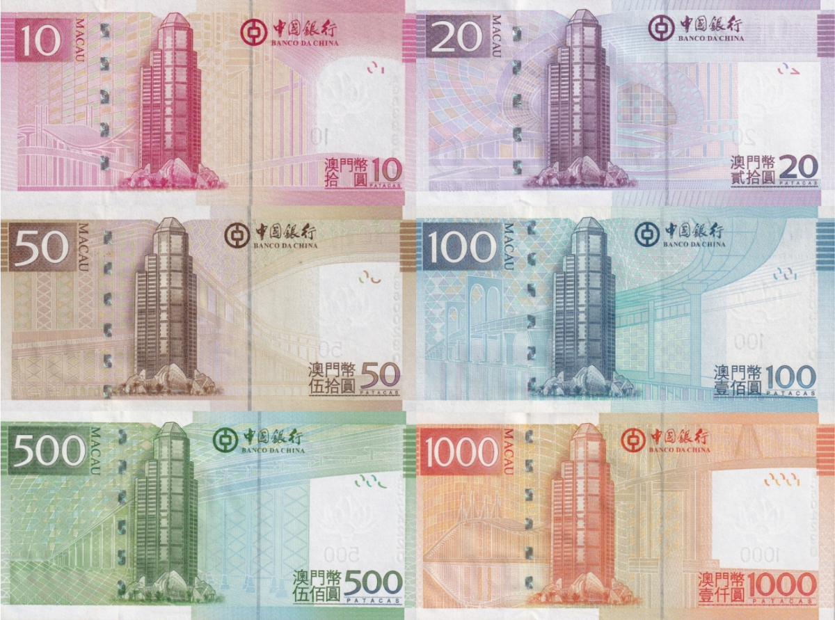 Macau Macao 10 20 50 100 500 1000 Patacas 2008 P 108a-113a UNC BOC Set 6 pcs