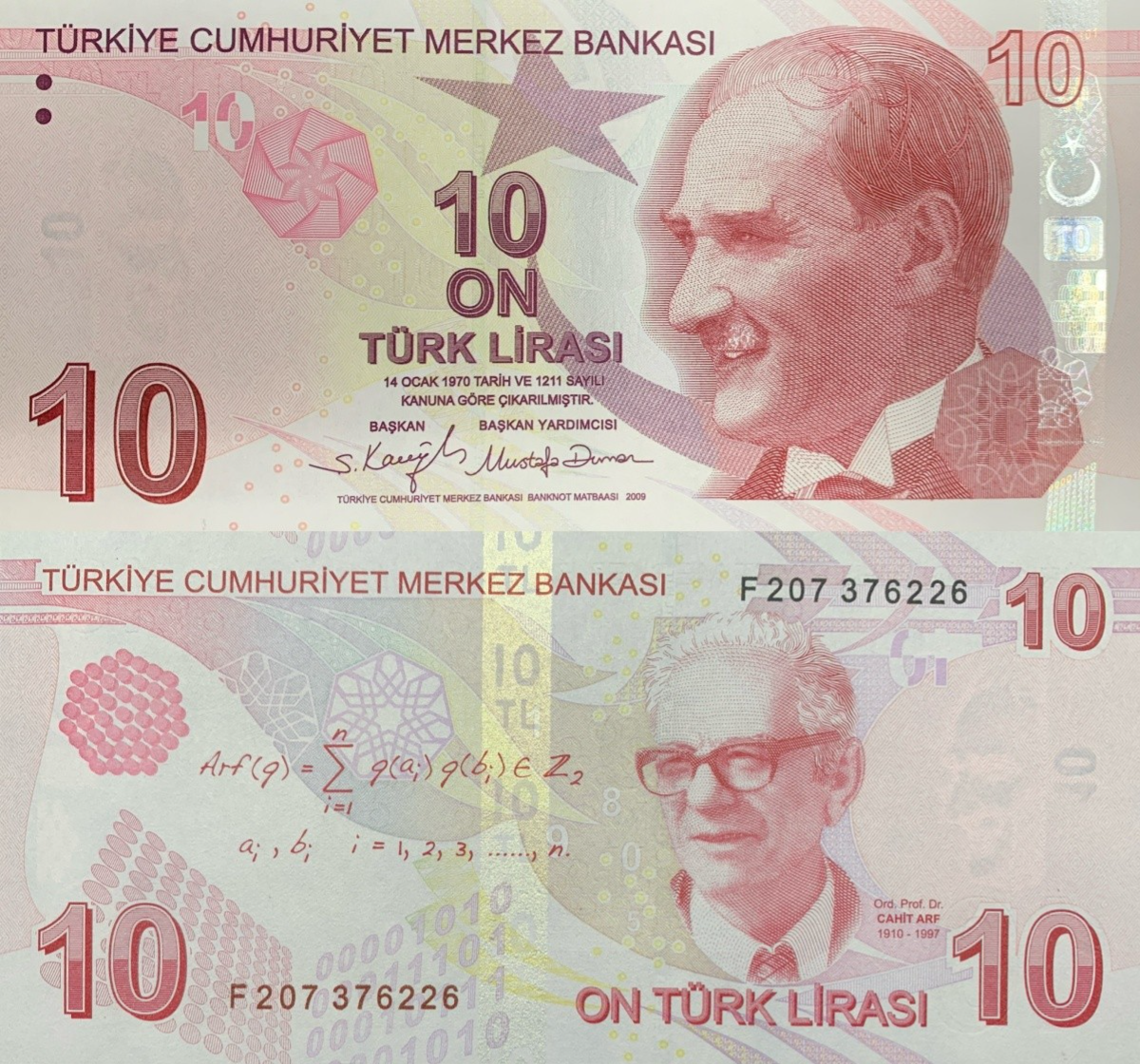 Turkey 10 Turk Lirasi 2009 P 223 Random Sign UNC 1/5 Bundle Lot 20 pcs