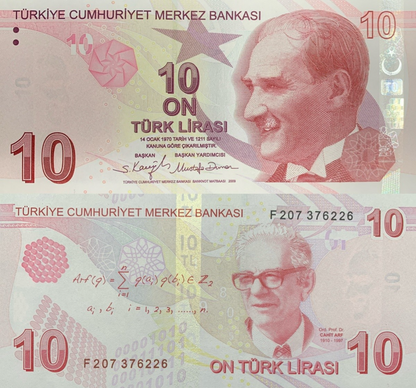 Turkey 10 Turk Lirasi 2009 P 223 Random Sign UNC 1/5 Bundle Lot 20 pcs