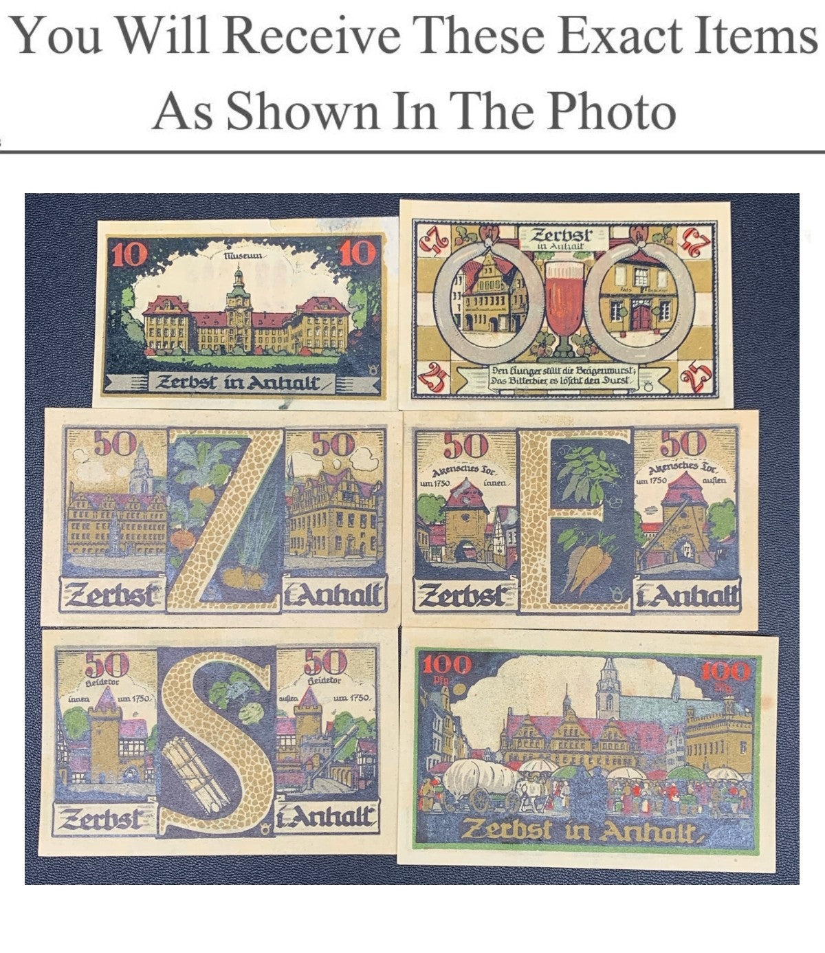 Germany Notgeld ZERBST 10 25 50 100 Pfenning 1921 Set 6 pcs
