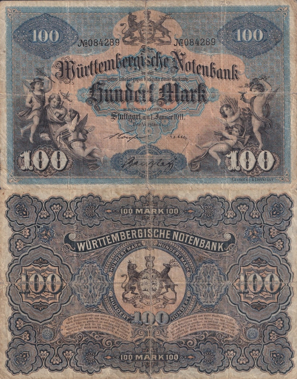 Germany-Wurttemerg 100 Mark 1911 P S979c Circulated