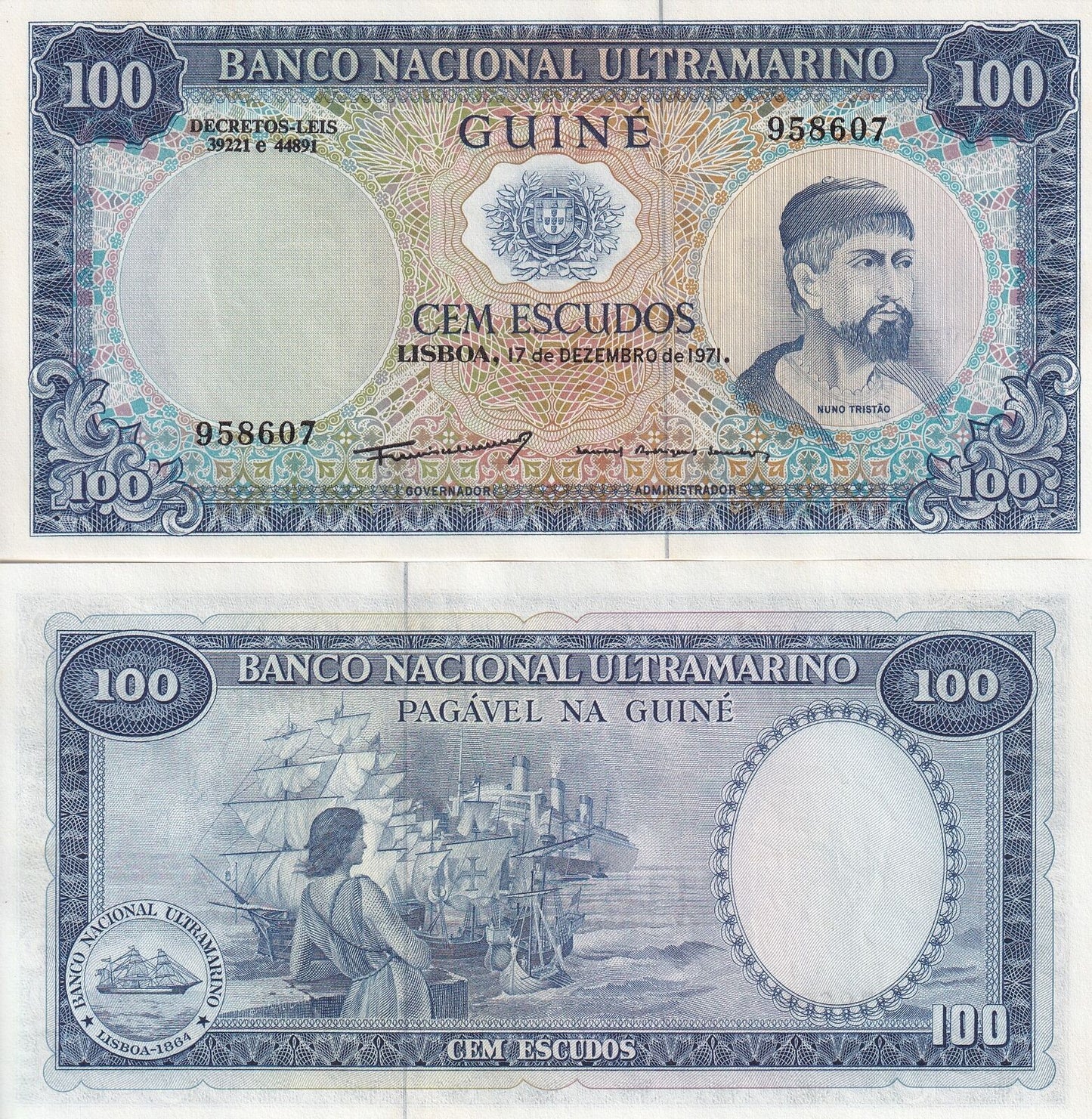 Portuguese Guinea 100 Escudos 1971 P 45 UNC