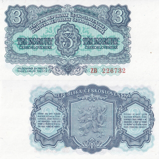 Czechoslovakia 3 Koruny Ceskoslovenske 1953 P 79a UNC