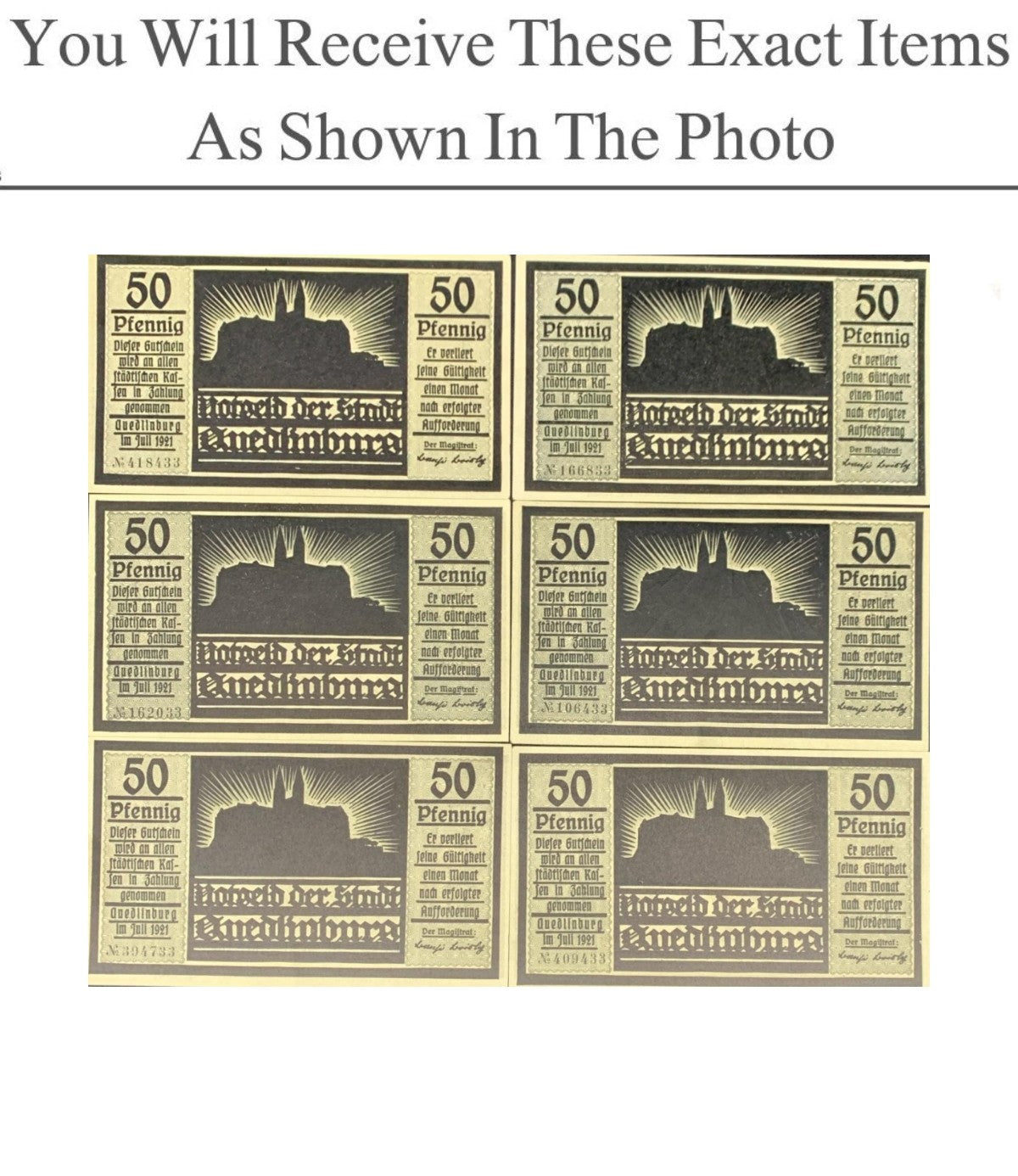 Germany Notgeld QUEDLINBURG 50 Pfennig 1921 Full Set 6 pcs