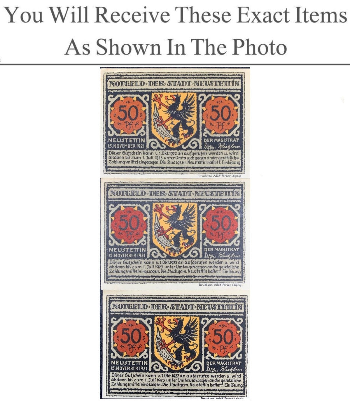 Germany Notgeld NEUSTETIN 50 Pfennig 1921 Full Set 3 pcs