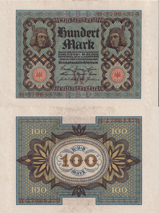 Germany 100 Mark 1920 P 69 UNC MINOR FOXING