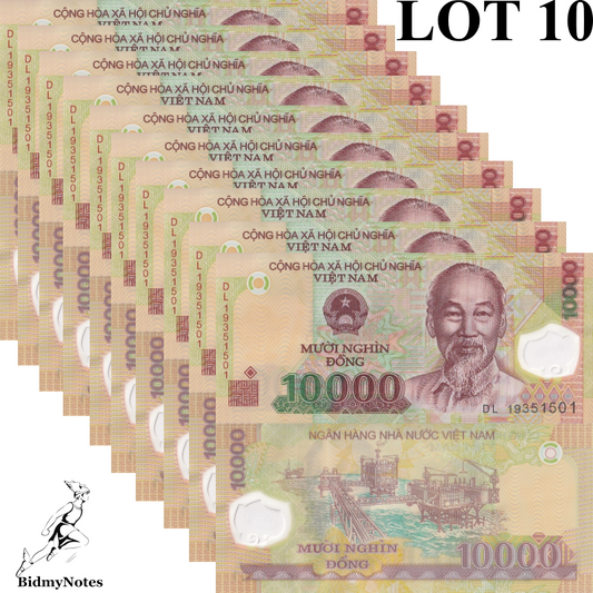 Viet Nam Vietnam 10000 Dong 2019 P 119 Polymer UNC 1/10 Bundle LOT 10 pcs