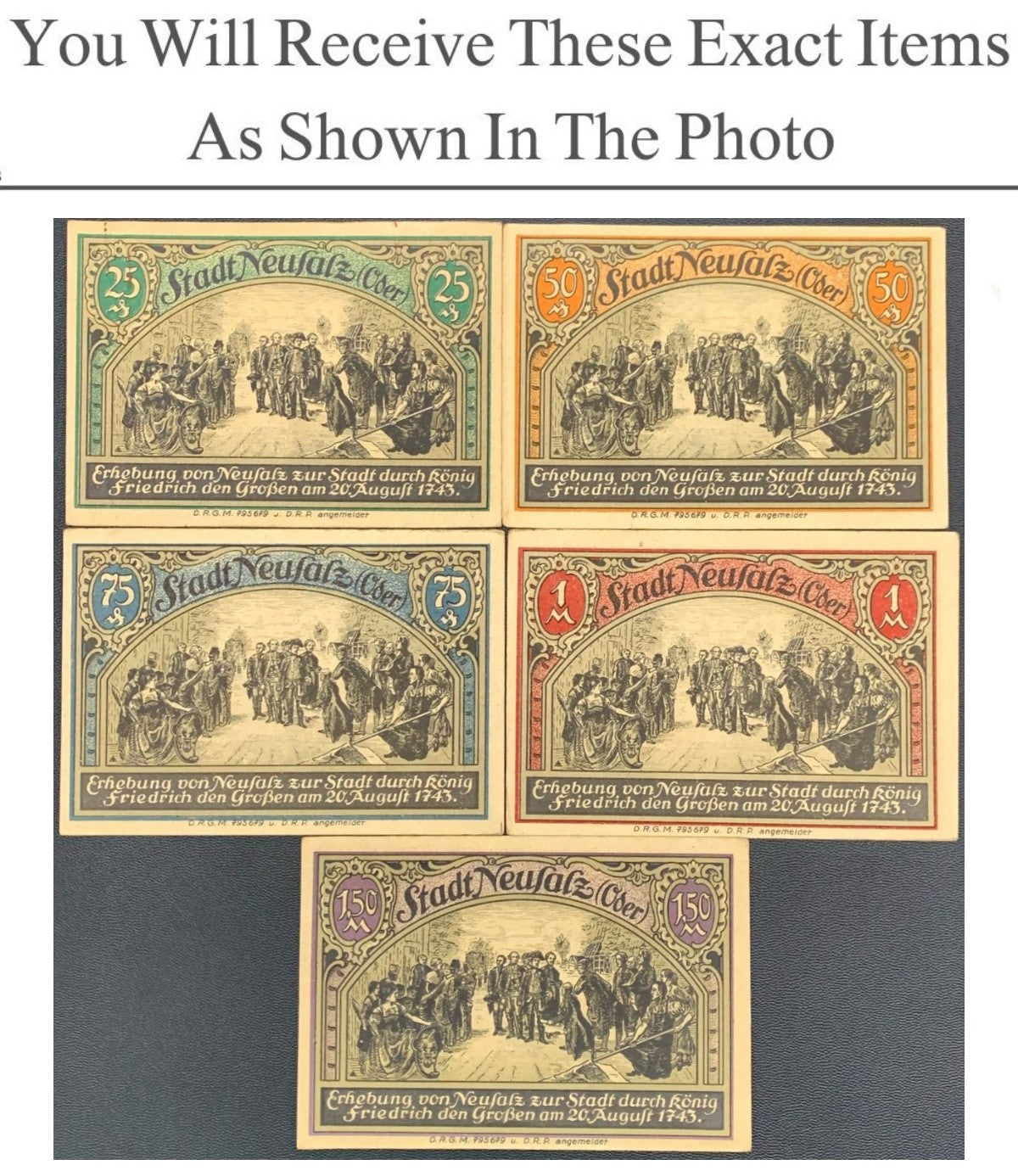 Germany Notgeld NEUSALZ AN DER ODER 25 50 75 Pfennig 1 150 Mark 1921 Full Set 5