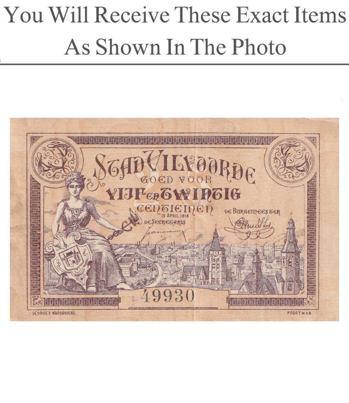 Belgium Notgeld VILVOORDE 25 Centiemen 1918
