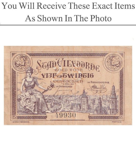 Belgium Notgeld VILVOORDE 25 Centiemen 1918
