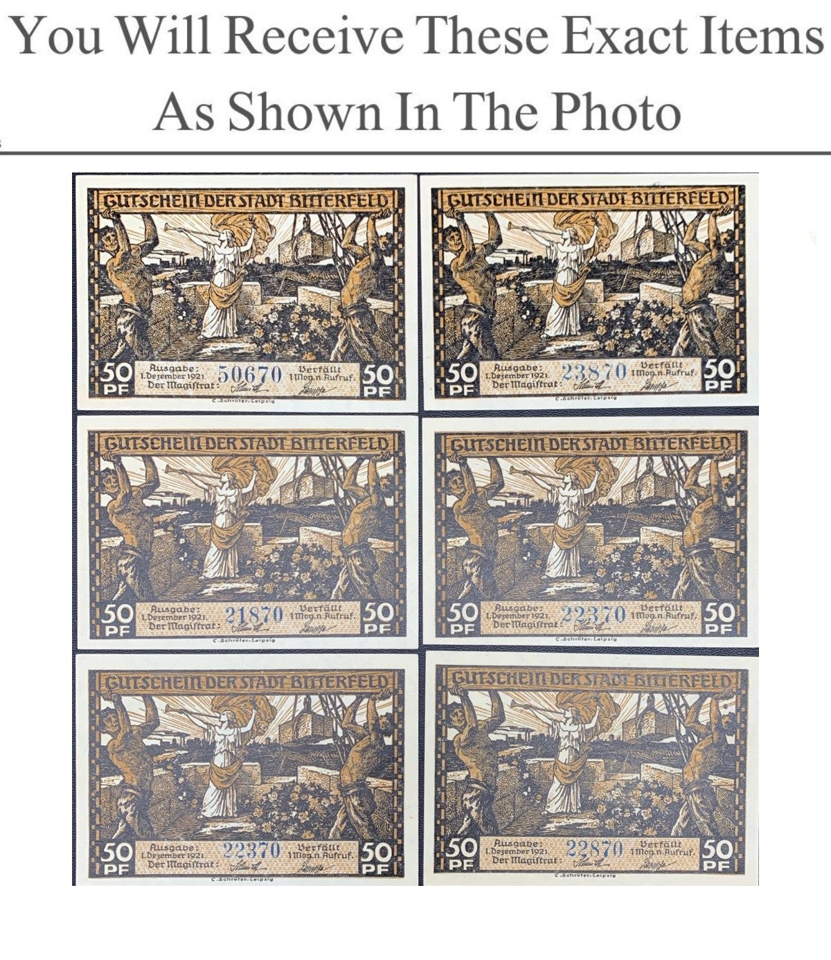 Germany Notgeld BITTERFELD 50 Pfennig 1921 Full Set 6 pcs