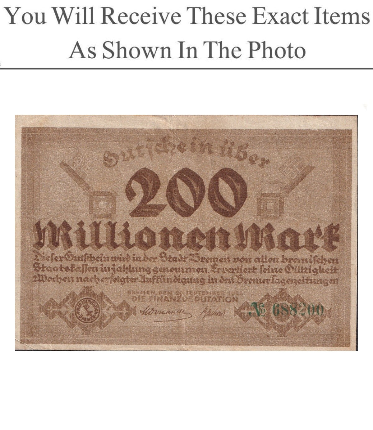 Germany Notgeld BREMEN 200 Million Mark 1923
